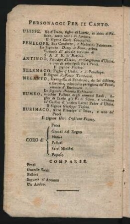 Personaggi pel il Canto. = Personen.