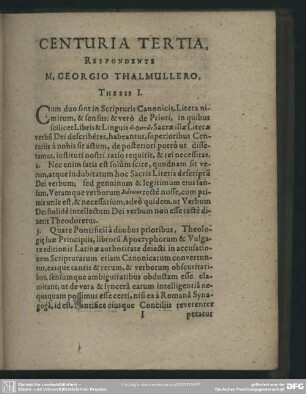 Centuria Tertia, Respondente M. Johanne Crocio