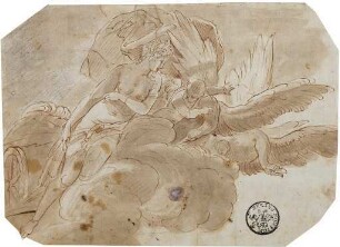 Venus und Amor, auf einem von Schwänen gezogenen Wagen