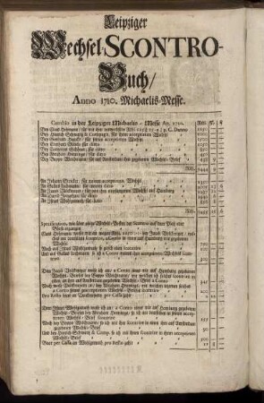 Leipziger Wechsel-Scontro-Buch, Anno 1710. Michaelis-Messe