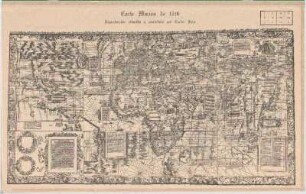 Carta Marina Navigatoria Portvgallen Navigationes Atqve Tocivs Cogniti Orbis Terre Marisqve Formam Naturamque Sitvs Et Terminos Nostris Temporibvs Recognitos Et Ab Antiqvorvm Traditione Differente. Eciam Qvor. [um] Vetvsti Non Meminervnt Avtores, Hec Generaliter Indicat : Cvm Gratia Et Privilegio Imperiali Ad Qvatvor Annos ; [gewidmet:] Hvgonis De Hassardis