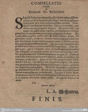 COMPELLATIO Praesidis ad Eximium Dn. Respndent.