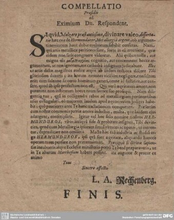 COMPELLATIO Praesidis ad Eximium Dn. Respndent.