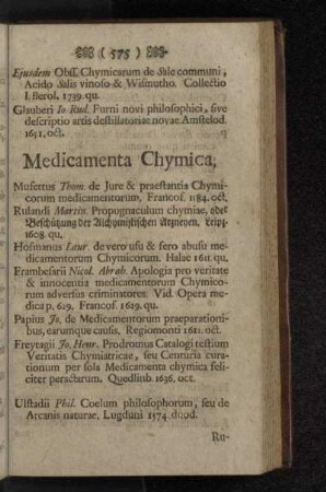 Medicamenta Chymica.