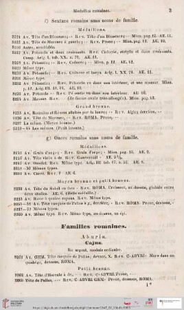 Familles romaines (Nr. 8261 - 9378)