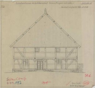 Lüdersdorf (Kreis Angermünde): Laubenhaus. Giebelansicht