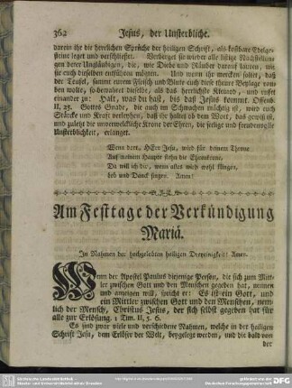 Am Festtage der Verkündigung Mariae
