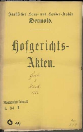 Giebe, Johann Henrich zu Horn gegen Adam Johann Huck zu Horn - Verpfändeter Baumhof