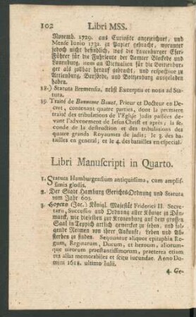 Libri Manuscripti in Quarto
