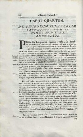 Caput Quartum. De Feudorum Fuldensium Caducitate, Tum Et Quibus Modis Ea Amittantur.