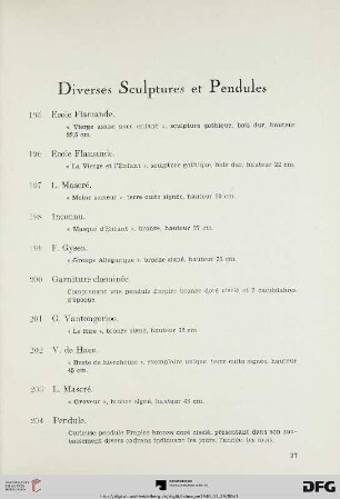 Diverses Sculptures et Pendules (Nr. 195-213)