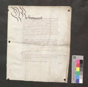 Kaiser Ferdinand bestätigt die Privilegien der Stadt Bräunlingen.
