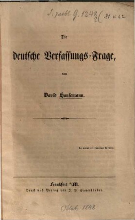 Die deutsche Verfassungsfrage