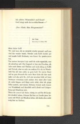 An Voss Darmstadt, den 1. Oktober 1776