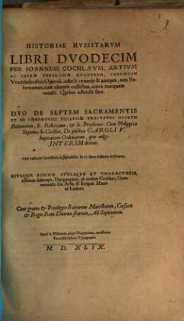 Historiae Hvssitarvm Libri Dvodecim