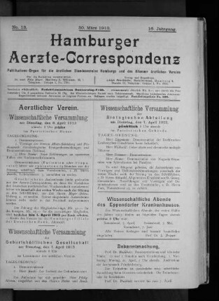 No. 13. 30. März 1913. 16. Jahrgang.