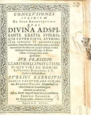 Conclvsiones Ivridicae De Ivre Emphytevtico