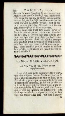 Lundi, Mardi, Mecredi, Le 32, 33, & 34. Jours de mon emprisonnement.