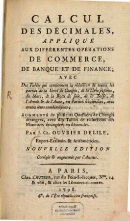 Calcul des Décimales appliqué aux ... operations de Commerce