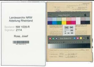 Entnazifizierung Josef Rose , geb. 01.03.1898 (Fachwerker)