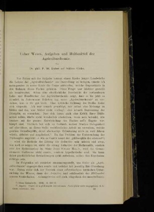 Ueber Wesen, Aufgaben und Hülfsmittel der Agriculturchemie