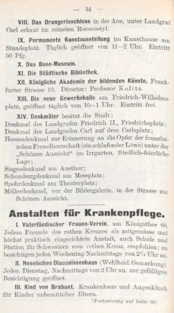 Anstalten für Krankenpflege.