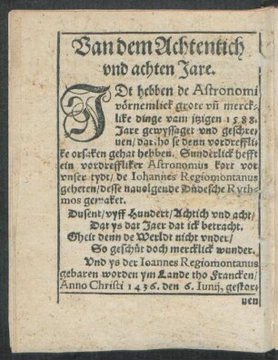Van dem Achtentich und achten Jare.