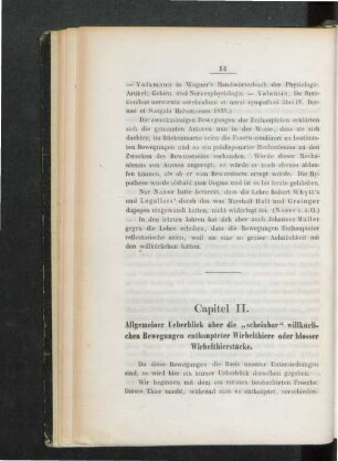 Capitel II. Allgemeiner Ueberblick über die "scheinbar" willkürlichen Bewegungen enthaupteter Wirbelthiere oder blosser Wirbelthierstücke