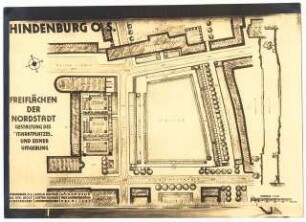 Marktplatz, Hindenburg: Freiflächen der Nordstadt, Gestaltung des Marktplatzes und seiner Umgebung: Grundriss 1:200
