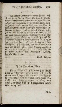 § 7. Von Protocollen.