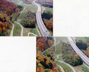 Rekultivierung im Bereich der Franzosenschluchtbrücke Alte BAB zur Landesstraße umgebaut. Alte Franzosenschluchtbrücke abgebrochen.