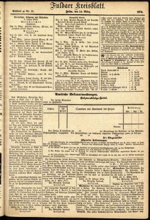 Zweite Ausgabe vom Samstag, den 14. März 1874.