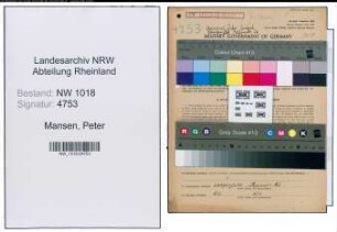Entnazifizierung Peter Mansen , geb. 15.12.1907 (Angestellter)