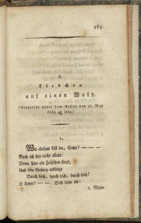A. Liedchen auf einen Wald