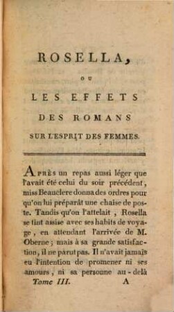 Rosella, ou les effets des romans, sur l'esprit des femmes, 3
