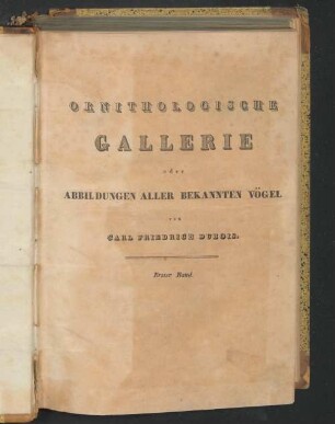 1: Ornithologische Gallerie, oder Abbildungen aller bekannten Vögel : nach der Natur gezeichnet