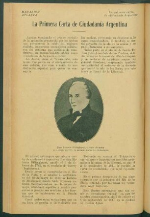 La Primera Carta de Ciudadanía Argentina