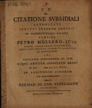De citatione subsidiali