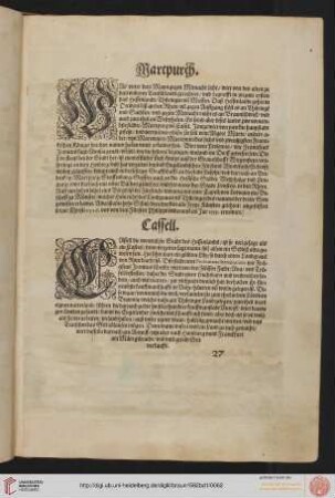 Martburch (Marburg), Cassell (Kassel)