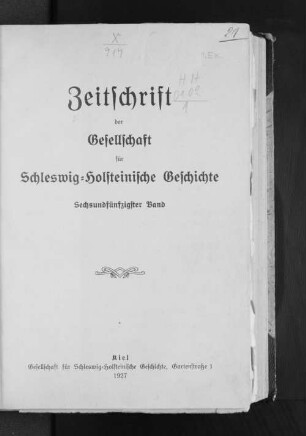 56.1927: Zeitschrift der Gesellschaft für Schleswig-Holsteinische Geschichte
