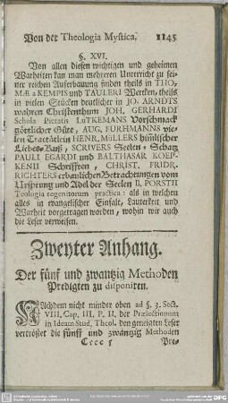 Zweyter Anhang, Der fünf und zwantzig Methoden Predigten zu disponiren