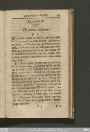 Articulus CXVI. De poena Sodomiae.