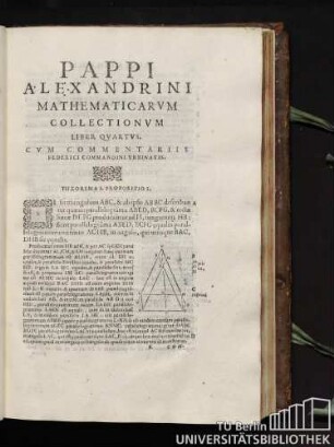 2. Pappi Alexandrini mathematicarum collectionum liber quartus.
