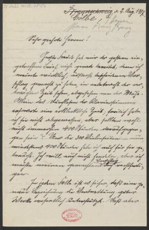 Brief an B. Schott's Söhne : 02.08.1917