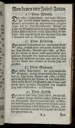 Von denen vier Jahrs-Zeiten.