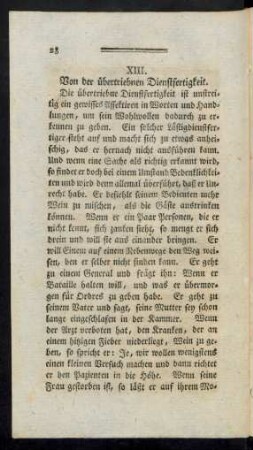 XIII. Von der übertriebenen Dienstfertigkeit.