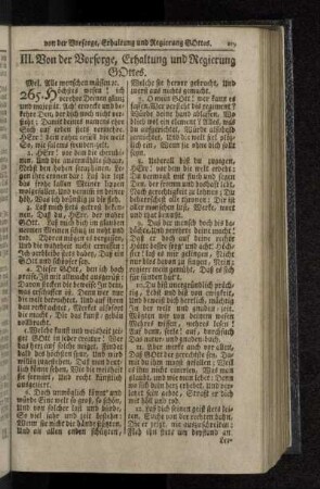 III. Von der Vorsorge, Erhaltung und Regierung Gottes.