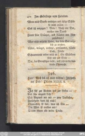 346. Herr! Weß soll ich mich trösten? Ich hoffe auf Dich? Psalm XXXIX. 8.