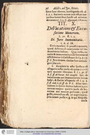 LIB. I. TIT. X. De Vacatione & Excusatione Munerum