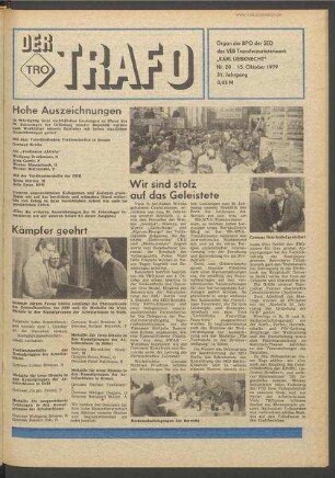 TRO-Betriebszeitung 'Der Trafo'; Nr. 20/1979 (15. Oktober 1979)